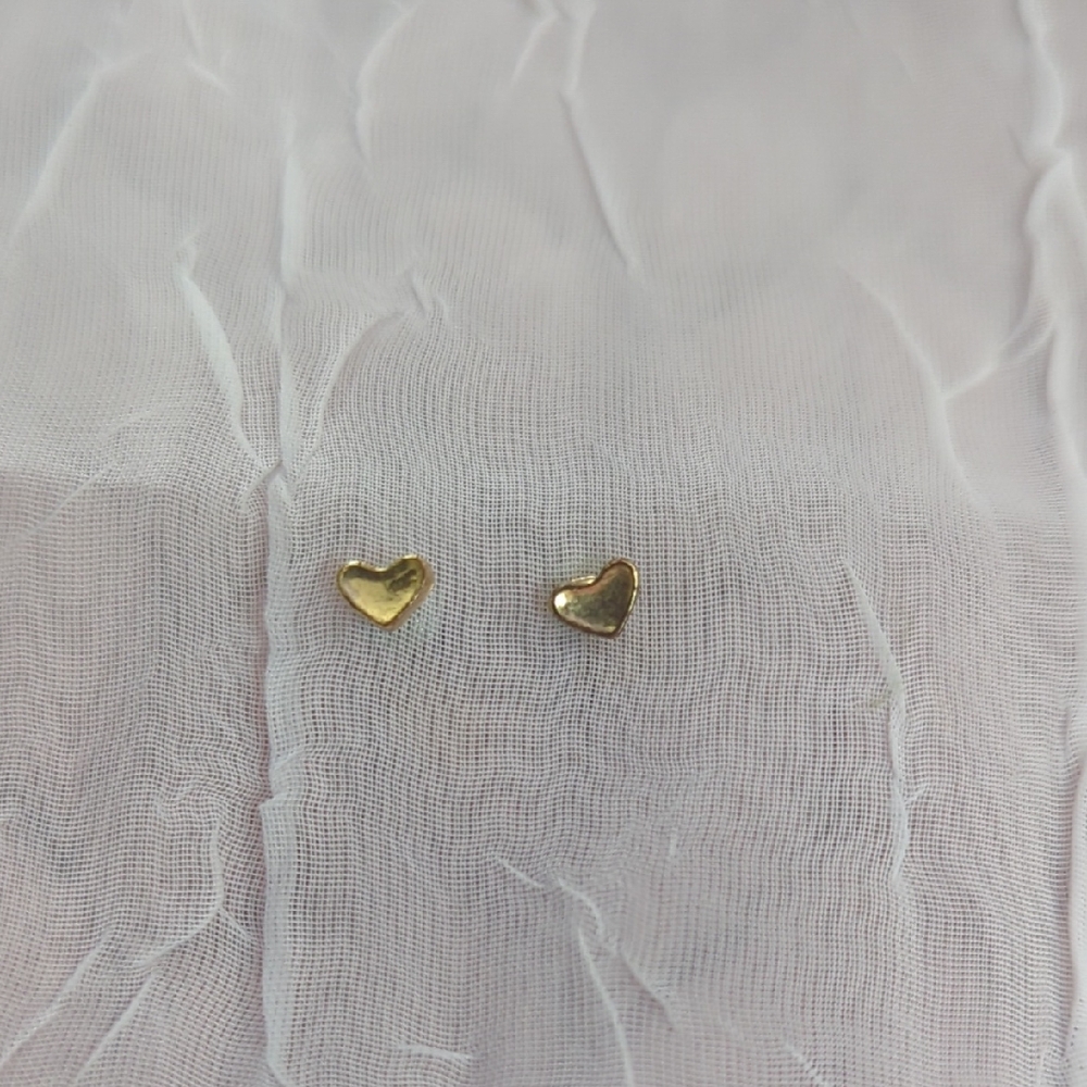 Gold Heart Stud Earrings